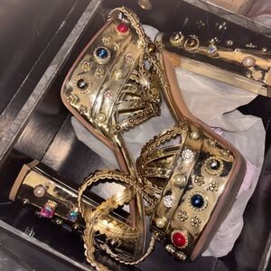 Akira Gold Embellished Heels